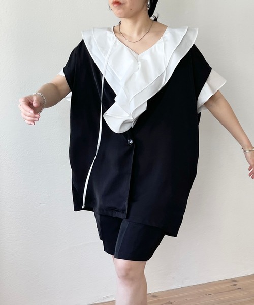 wee9s（ウィークス）の「over size satin like vest / オーバーサイズサテンライクベスト（ベスト・レディース・カーキ/ブラック・FREE）」の16枚目の写真