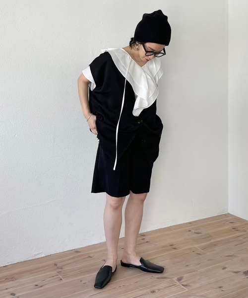 wee9s（ウィークス）の「over size satin like vest / オーバーサイズサテンライクベスト（ベスト・レディース・カーキ/ブラック・FREE）」の12枚目の写真
