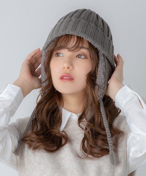 Ruben（ルーベン）の「EARCOVER BORE WATCH／イヤーカバーボア ニットキャップ（ニットキャップ/ビーニー・レディース・ブラック/カーキ/グレー/ホワイト・FREE）」の3枚目の写真