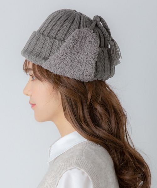 Ruben（ルーベン）の「EARCOVER BORE WATCH／イヤーカバーボア ニットキャップ（ニットキャップ/ビーニー・レディース・ブラック/カーキ/グレー/ホワイト・FREE）」の8枚目の写真