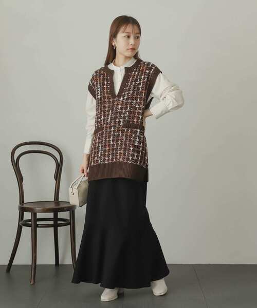 SENSE OF PLACE by URBAN RESEARCH（センスオブプレイスバイアーバンリサーチ）の「ツイードライクニットベスト（ベスト・レディース・ブラック系その他/ブラウン系その他/ブルー系その他・ONE）」の17枚目の写真