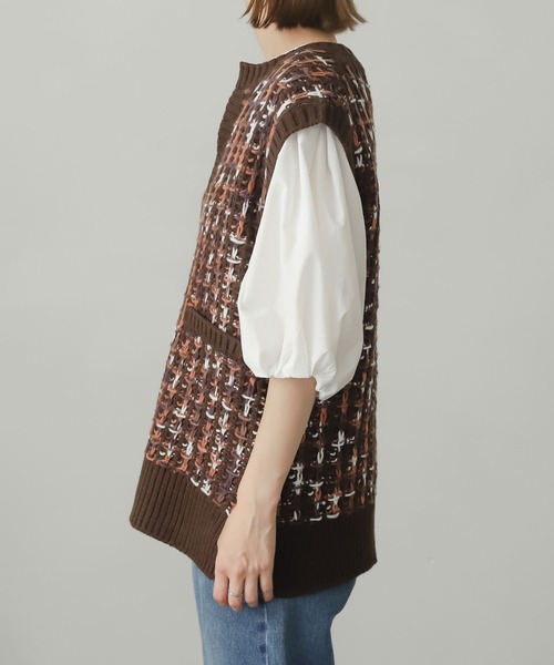 SENSE OF PLACE by URBAN RESEARCH（センスオブプレイスバイアーバンリサーチ）の「ツイードライクニットベスト（ベスト・レディース・ブラック系その他/ブラウン系その他/ブルー系その他・ONE）」の19枚目の写真