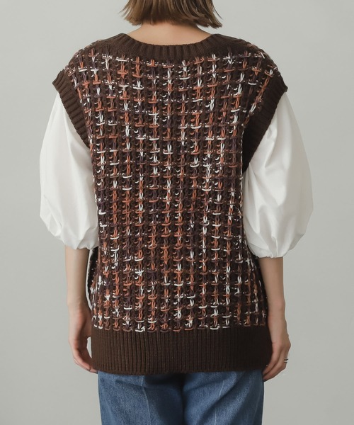 SENSE OF PLACE by URBAN RESEARCH（センスオブプレイスバイアーバンリサーチ）の「ツイードライクニットベスト（ベスト・レディース・ブラック系その他/ブラウン系その他/ブルー系その他・ONE）」の6枚目の写真