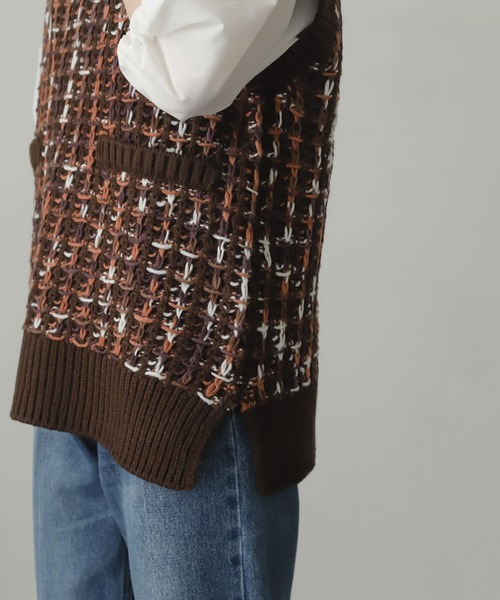 SENSE OF PLACE by URBAN RESEARCH（センスオブプレイスバイアーバンリサーチ）の「ツイードライクニットベスト（ベスト・レディース・ブラック系その他/ブラウン系その他/ブルー系その他・ONE）」の15枚目の写真