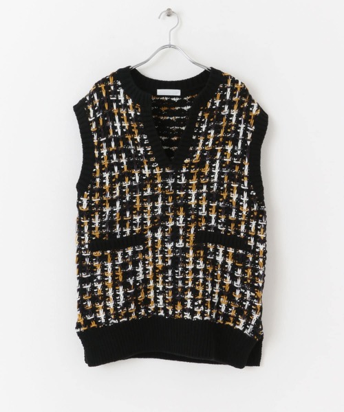 SENSE OF PLACE by URBAN RESEARCH（センスオブプレイスバイアーバンリサーチ）の「ツイードライクニットベスト（ベスト・レディース・ブラック系その他/ブラウン系その他/ブルー系その他・ONE）」の21枚目の写真