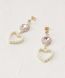 ハート×パール調ピアス