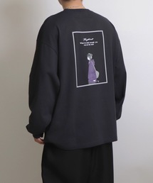 イラストバックプリント / ワンポイント刺繍ロゴ ビッグシルエットロンT【Confirm】