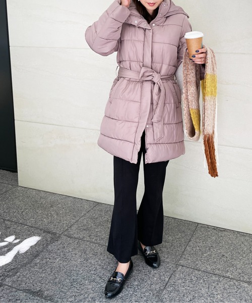 StyleSea（スタイルシー）の「ロングフードエコダウンジャケット（ダウンジャケット/コート・レディース・ベージュ/モカ・MEDIUM）」の2枚目の写真