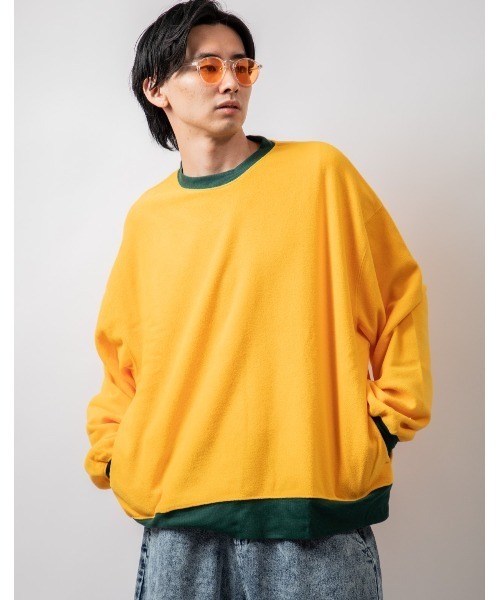 Beno（ビーノ）の「カラーマイクロフリース ビッグシルエット  リンガートレーナー（スウェット・メンズ・ホワイト/ブラック/パープル/イエロー/ブルー/グリーン・M/L）」の6枚目の写真