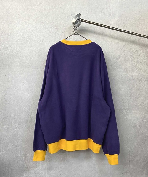 Beno（ビーノ）の「カラーマイクロフリース ビッグシルエット  リンガートレーナー（スウェット・メンズ・ホワイト/ブラック/パープル/イエロー/ブルー/グリーン・M/L）」の11枚目の写真