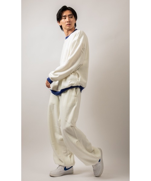 Beno（ビーノ）の「カラーマイクロフリース ビッグシルエット  リンガートレーナー（スウェット・メンズ・ホワイト/ブラック/パープル/イエロー/ブルー/グリーン・M/L）」の17枚目の写真