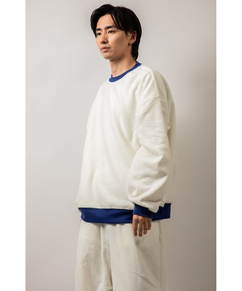 Beno（ビーノ）の「カラーマイクロフリース ビッグシルエット  リンガートレーナー（スウェット・メンズ・ホワイト/ブラック/パープル/イエロー/ブルー/グリーン・M/L）」の20枚目の写真