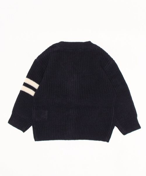 petit main(プティマイン)の「袖ラインニットカーディガン(カーディガン/ボレロ・キッズ・ネイビー/グリーン・S/L/LL/M)」の3枚目の写真