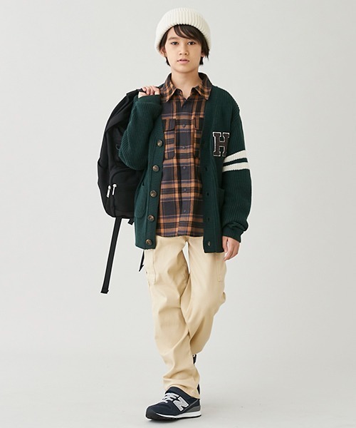 petit main(プティマイン)の「袖ラインニットカーディガン(カーディガン/ボレロ・キッズ・ネイビー/グリーン・S/L/LL/M)」の14枚目の写真