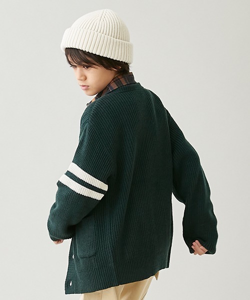 petit main(プティマイン)の「袖ラインニットカーディガン(カーディガン/ボレロ・キッズ・ネイビー/グリーン・S/L/LL/M)」の13枚目の写真