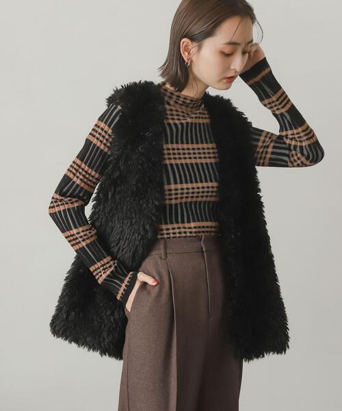 SENSE OF PLACE by URBAN RESEARCH（センスオブプレイスバイアーバンリサーチ）の「プードルファーベスト（その他アウター・レディース・ベージュ/アイボリー/ブラック・ONE）」の3枚目の写真