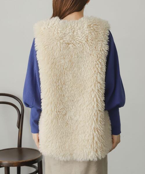 SENSE OF PLACE by URBAN RESEARCH（センスオブプレイスバイアーバンリサーチ）の「プードルファーベスト（その他アウター・レディース・ベージュ/アイボリー/ブラック・ONE）」の14枚目の写真