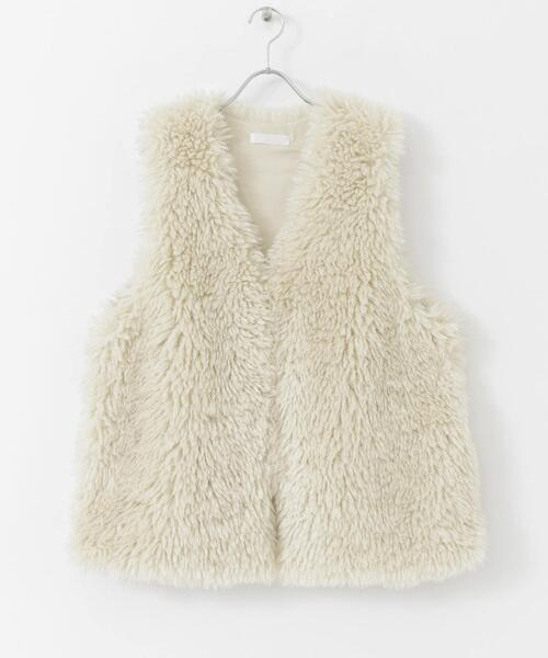 SENSE OF PLACE by URBAN RESEARCH（センスオブプレイスバイアーバンリサーチ）の「プードルファーベスト（その他アウター・レディース・ベージュ/アイボリー/ブラック・ONE）」の17枚目の写真