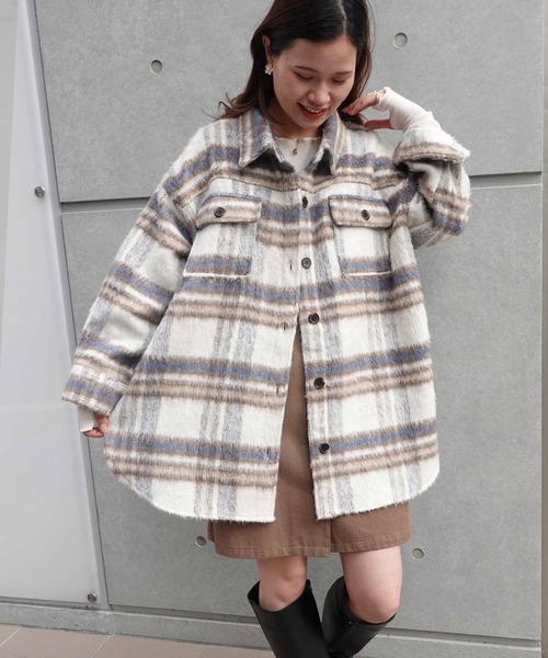 CORNERS(コーナーズ)の「シャギーチェックシャツジャケット(シャツ/ブラウス・レディース・ブルー/アイボリー・M)」の8枚目の写真