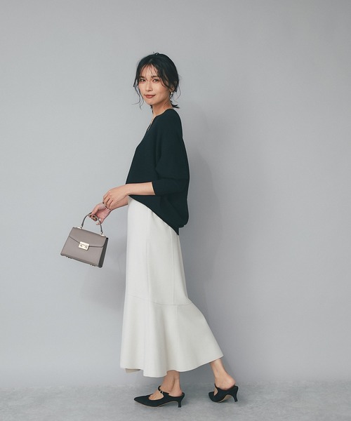 RIVE DROITE(リヴドロワ)の「シーズンムードを高めるデザインスカート/WOOLLY.切替スカート(スカート・レディース・アイボリー/オフホワイト/ブラック・36/38)」の7枚目の写真