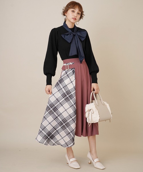 31 Sons de mode（トランテアン　ソン　ドゥ　モード）の「チェック切替タックスカート（スカート・レディース・ネイビー/ピンク/クリーム・36/38）」の13枚目の写真