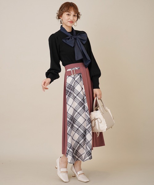 31 Sons de mode（トランテアン　ソン　ドゥ　モード）の「チェック切替タックスカート（スカート・レディース・ネイビー/ピンク/クリーム・36/38）」の15枚目の写真