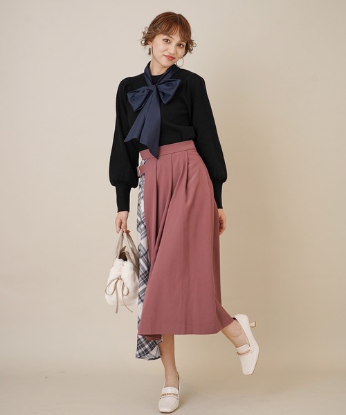 31 Sons de mode（トランテアン　ソン　ドゥ　モード）の「チェック切替タックスカート（スカート・レディース・ネイビー/ピンク/クリーム・36/38）」の18枚目の写真