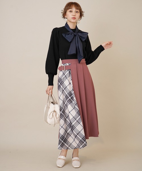 31 Sons de mode（トランテアン　ソン　ドゥ　モード）の「チェック切替タックスカート（スカート・レディース・ネイビー/ピンク/クリーム・36/38）」の19枚目の写真