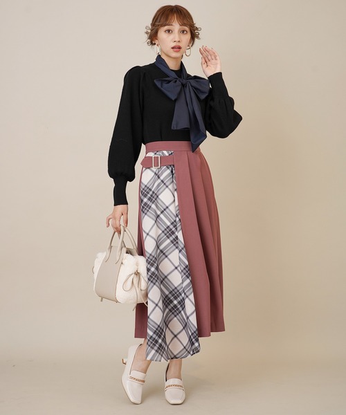 31 Sons de mode（トランテアン　ソン　ドゥ　モード）の「チェック切替タックスカート（スカート・レディース・ネイビー/ピンク/クリーム・36/38）」の20枚目の写真