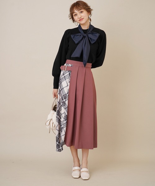 31 Sons de mode（トランテアン　ソン　ドゥ　モード）の「チェック切替タックスカート（スカート・レディース・ネイビー/ピンク/クリーム・36/38）」の21枚目の写真
