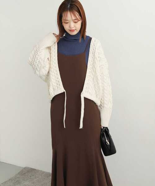 URBAN RESEARCH DOORS（アーバンリサーチドアーズ）の「ケーブルボレロカーディガン（ニット/セーター・レディース・グレー/ホワイト・MEDIUM）」の12枚目の写真