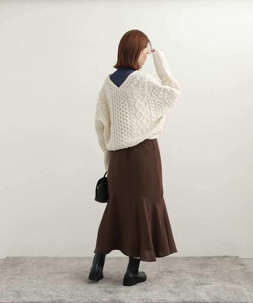 URBAN RESEARCH DOORS（アーバンリサーチドアーズ）の「ケーブルボレロカーディガン（ニット/セーター・レディース・グレー/ホワイト・MEDIUM）」の15枚目の写真