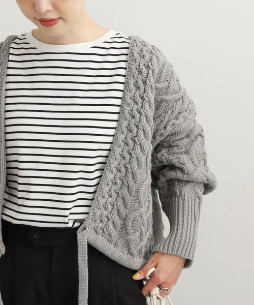 URBAN RESEARCH DOORS（アーバンリサーチドアーズ）の「ケーブルボレロカーディガン（ニット/セーター・レディース・グレー/ホワイト・MEDIUM）」の18枚目の写真