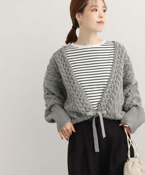 URBAN RESEARCH DOORS（アーバンリサーチドアーズ）の「ケーブルボレロカーディガン（ニット/セーター・レディース・グレー/ホワイト・MEDIUM）」の19枚目の写真