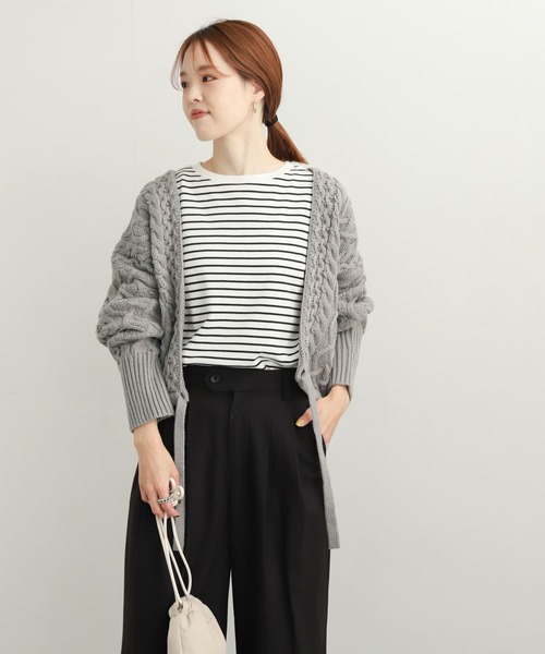 URBAN RESEARCH DOORS（アーバンリサーチドアーズ）の「ケーブルボレロカーディガン（ニット/セーター・レディース・グレー/ホワイト・MEDIUM）」の21枚目の写真