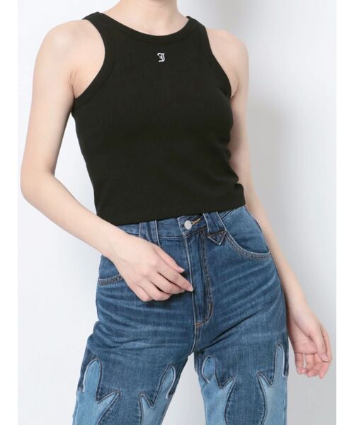 jouetie(ジュエティ)の「カラーアメスリブラトップ(タンクトップ・レディース・オフホワイト/ブラック/ピンク/グリーン/ブルー・MEDIUM)」の12枚目の写真