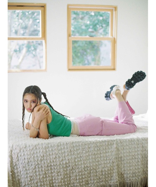 jouetie(ジュエティ)の「カラーアメスリブラトップ(タンクトップ・レディース・オフホワイト/ブラック/ピンク/グリーン/ブルー・MEDIUM)」の7枚目の写真