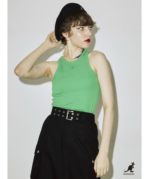 jouetie(ジュエティ)の「カラーアメスリブラトップ(タンクトップ・レディース・オフホワイト/ブラック/ピンク/グリーン/ブルー・MEDIUM)」の6枚目の写真