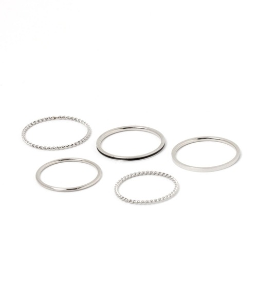 GLOBAL WORK(グローバルワーク)の「UNISEXステンレス5点セットリング/173641(リング・レディース・ゴールド/シルバー系その他/シルバー・FREE)」の2枚目の写真