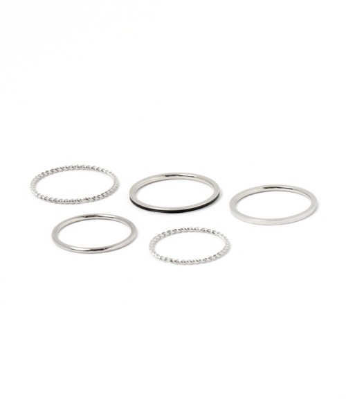 GLOBAL WORK(グローバルワーク)の「UNISEXステンレス5点セットリング/173641(リング・レディース・ゴールド/シルバー系その他/シルバー・FREE)」の1枚目の写真