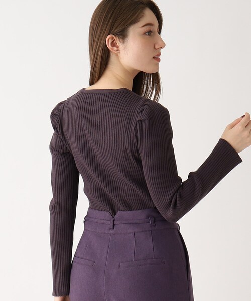 index(インデックス)の「◆アシメネック パワーショルダーリブニット(ニット/セーター・レディース・ベージュ/オフホワイト/ダークパープル・00)」の21枚目の写真