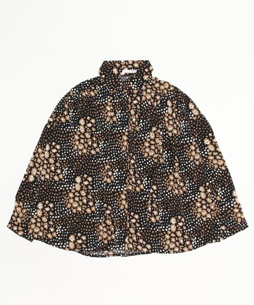 sandy（サンディー）の「【sandy】レオパードフラワープリント比ヨクシャツ（シャツ/ブラウス・レディース・グリーン/ブラウン/ブラック/ベージュ・FREE）」の2枚目の写真