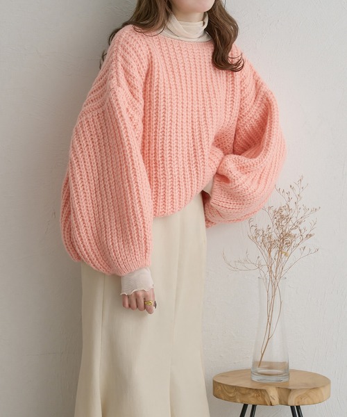 Ambre Neige(アンブルネージュ)の「ローゲージオーバーニット/【WEB/EC限定商品】(ニット/セーター・レディース・ライトグリーン/ピンク/アイボリー・FREE)」の3枚目の写真