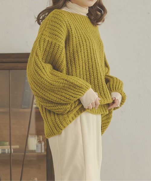 Ambre Neige(アンブルネージュ)の「ローゲージオーバーニット/【WEB/EC限定商品】(ニット/セーター・レディース・ライトグリーン/ピンク/アイボリー・FREE)」の9枚目の写真