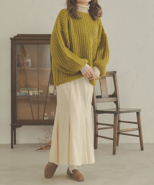 Ambre Neige(アンブルネージュ)の「ローゲージオーバーニット/【WEB/EC限定商品】(ニット/セーター・レディース・ライトグリーン/ピンク/アイボリー・FREE)」の12枚目の写真