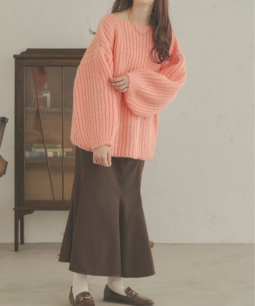 Ambre Neige(アンブルネージュ)の「ローゲージオーバーニット/【WEB/EC限定商品】(ニット/セーター・レディース・ライトグリーン/ピンク/アイボリー・FREE)」の15枚目の写真