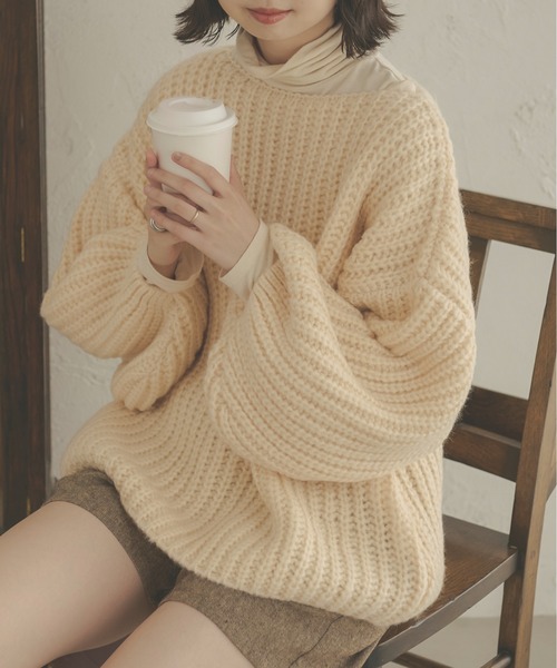 Ambre Neige(アンブルネージュ)の「ローゲージオーバーニット/【WEB/EC限定商品】(ニット/セーター・レディース・ライトグリーン/ピンク/アイボリー・FREE)」の4枚目の写真