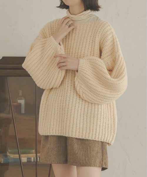 Ambre Neige(アンブルネージュ)の「ローゲージオーバーニット/【WEB/EC限定商品】(ニット/セーター・レディース・ライトグリーン/ピンク/アイボリー・FREE)」の5枚目の写真