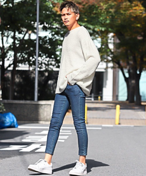 LUXSTYLE(ラグスタイル)の「クルーネックシャギーニット(ニット/セーター・メンズ・ベージュ/ホワイト/グレー/ブラック・M/L)」の5枚目の写真
