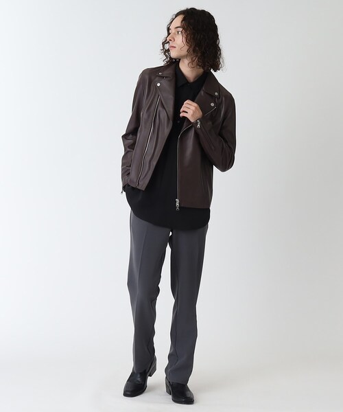 tk.TAKEO KIKUCHI（ティーケータケオキクチ）の「◆ラムレザーダブルライダースジャケット（ライダースジャケット・メンズ・ブラック/ブラウン系その他・01/02/04/03）」の4枚目の写真